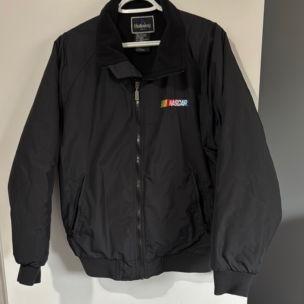 NASCAR branded Holloway Black Bomber Jacket Varsity Style